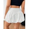 imageMilumia Womens Plus Size Bubble Mini Skirt High Wasted Flared Short SkirtsWhite