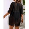 imageMilumia Womens Plus Size Mesh Split Cover Up Half Sleeve Sheer Beach DressBlack