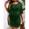 imageMilumia Womens Plus Size Mesh Split Cover Up Half Sleeve Sheer Beach DressDeep Green