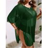 imageMilumia Womens Plus Size Mesh Split Cover Up Half Sleeve Sheer Beach DressDeep Green