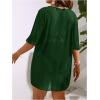imageMilumia Womens Plus Size Mesh Split Cover Up Half Sleeve Sheer Beach DressDeep Green