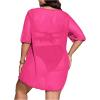 imageMilumia Womens Plus Size Mesh Split Cover Up Half Sleeve Sheer Beach DressHot Pink