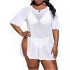 imageMilumia Womens Plus Size Mesh Split Cover Up Half Sleeve Sheer Beach DressWhite