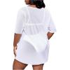 imageMilumia Womens Plus Size Mesh Split Cover Up Half Sleeve Sheer Beach DressWhite