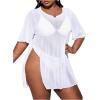 imageMilumia Womens Plus Size Mesh Split Cover Up Half Sleeve Sheer Beach DressWhite