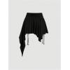 imageMilumia Womens Ruched Drawstring Short Skirt Y2k Pleated Asymmetrical Hem Mini SkirtsBlack