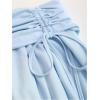 imageMilumia Womens Ruched Drawstring Short Skirt Y2k Pleated Asymmetrical Hem Mini SkirtsBlue