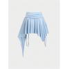 imageMilumia Womens Ruched Drawstring Short Skirt Y2k Pleated Asymmetrical Hem Mini SkirtsBlue