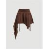 imageMilumia Womens Ruched Drawstring Short Skirt Y2k Pleated Asymmetrical Hem Mini SkirtsBrown
