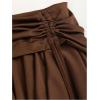 imageMilumia Womens Ruched Drawstring Short Skirt Y2k Pleated Asymmetrical Hem Mini SkirtsBrown