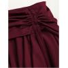 imageMilumia Womens Ruched Drawstring Short Skirt Y2k Pleated Asymmetrical Hem Mini SkirtsBurgundy