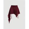 imageMilumia Womens Ruched Drawstring Short Skirt Y2k Pleated Asymmetrical Hem Mini SkirtsBurgundy