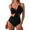 imageMilumia Womens 2 Piece High Waist Bow Bikini Set Twist Swimsuit Bathing SuitsBlack