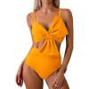 imageMilumia Womens 2 Piece High Waist Bow Bikini Set Twist Swimsuit Bathing SuitsYellow