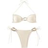 imageMilumia Womens 2 Piece Swimsuit Ring Linked Tie String Halter Thong Bikini Set Bathing SuitsApricot