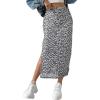 imageMilumia Womens Ditsy Floral Mesh Split Hem Long Skirt High Waisted Boho Midi SkirtsBlack and White