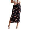imageMilumia Womens Ditsy Floral Mesh Split Hem Long Skirt High Waisted Boho Midi SkirtsMulti Black Red