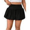 imageMilumia Womens Plus Size Bubble Mini Skirt High Wasted Flared Short SkirtsBlack