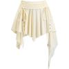 imageMilumia Womens Ruched Drawstring Short Skirt Y2k Pleated Asymmetrical Hem Mini SkirtsApricot