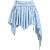 imageMilumia Womens Ruched Drawstring Short Skirt Y2k Pleated Asymmetrical Hem Mini SkirtsBlue