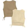imageMilumia Girls 2 Pack Ruched Knot Side Round Neck Sleeveless Basic Crop Tank TopsApricot and Khaki