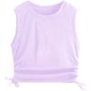 imageMilumia Girls 2 Pack Ruched Knot Side Round Neck Sleeveless Basic Crop Tank TopsBlue and Purple