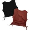 imageMilumia Girls 2 Pack Ruched Knot Side Round Neck Sleeveless Basic Crop Tank TopsMulti Black Red