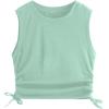 imageMilumia Girls 2 Pack Ruched Knot Side Round Neck Sleeveless Basic Crop Tank TopsMulti Blue Green