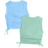 imageMilumia Girls 2 Pack Ruched Knot Side Round Neck Sleeveless Basic Crop Tank TopsMulti Blue Green