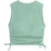 imageMilumia Girls 2 Pack Ruched Knot Side Round Neck Sleeveless Basic Crop Tank TopsMulti Blue Green