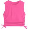imageMilumia Girls 2 Pack Ruched Knot Side Round Neck Sleeveless Basic Crop Tank TopsMulti Pink