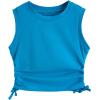 imageMilumia Girls 2 Pack Ruched Knot Side Round Neck Sleeveless Basic Crop Tank TopsPurple Blue