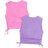 imageMilumia Girls 2 Pack Ruched Knot Side Round Neck Sleeveless Basic Crop Tank TopsPurple and Pink