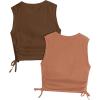 imageMilumia Girls 2 Pack Ruched Knot Side Round Neck Sleeveless Basic Crop Tank TopsSolid Brown