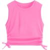 imageMilumia Girls 2 Pack Ruched Knot Side Round Neck Sleeveless Basic Crop Tank TopsWhite and Pink