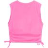 imageMilumia Girls 2 Pack Ruched Knot Side Round Neck Sleeveless Basic Crop Tank TopsWhite and Pink