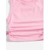 imageMilumia Girls Ruched Knot Side Solid Round Neck Sleeveless Crop Tank TopsB Light Pink