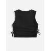 imageMilumia Girls Ruched Knot Side Solid Round Neck Sleeveless Crop Tank TopsBlack