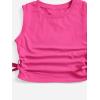 imageMilumia Girls Ruched Knot Side Solid Round Neck Sleeveless Crop Tank TopsHot Pink