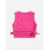 imageMilumia Girls Ruched Knot Side Solid Round Neck Sleeveless Crop Tank TopsHot Pink