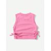 imageMilumia Girls Ruched Knot Side Solid Round Neck Sleeveless Crop Tank TopsLight Pink Plain