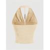 imageMilumia Women Ruched Halter Y2k Crop Tops Backless Cowl Neck Sleeveless ShirtsApricot