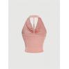imageMilumia Women Ruched Halter Y2k Crop Tops Backless Cowl Neck Sleeveless ShirtsCoral Pink