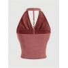 imageMilumia Women Ruched Halter Y2k Crop Tops Backless Cowl Neck Sleeveless ShirtsDusty Pink