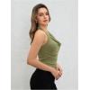 imageMilumia Women Ruched Halter Y2k Crop Tops Backless Cowl Neck Sleeveless ShirtsGreen