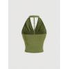 imageMilumia Women Ruched Halter Y2k Crop Tops Backless Cowl Neck Sleeveless ShirtsGreen