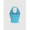 imageMilumia Women Ruched Halter Y2k Crop Tops Backless Cowl Neck Sleeveless ShirtsLight Blue