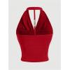 imageMilumia Women Ruched Halter Y2k Crop Tops Backless Cowl Neck Sleeveless ShirtsRed