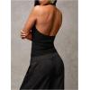 imageMilumia Womens Deep V Neck Halter Top Wrap Twist Backless Cami Crop TopsBlack