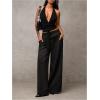 imageMilumia Womens Deep V Neck Halter Top Wrap Twist Backless Cami Crop TopsBlack